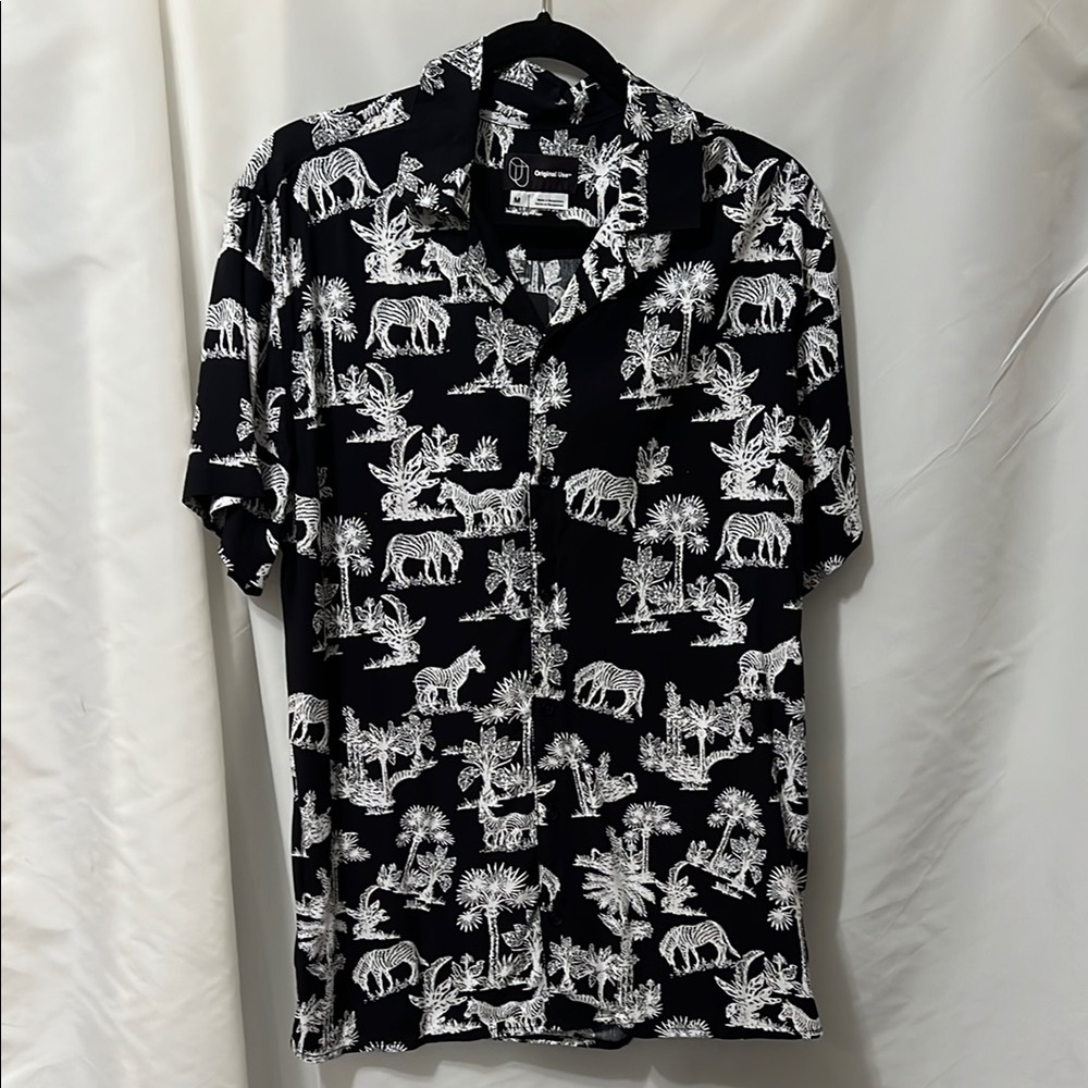 Original Use Black and White Casual Button Down Shirt